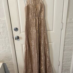 Elegant David’s Bridal Lace Evening Gown